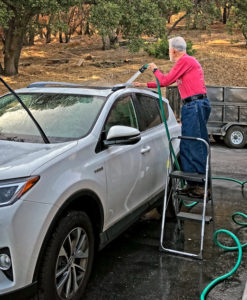 Willis movement on ladder washing top of car