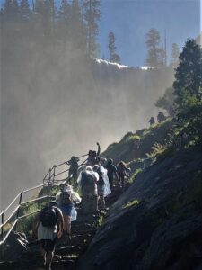 Family starting up stairs to Vernal Falls