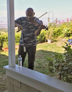 Violin concert in backyard